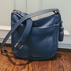 Kate Spade Navy Leather "Orchard Street - Small Hemsley" Crossbody Bag